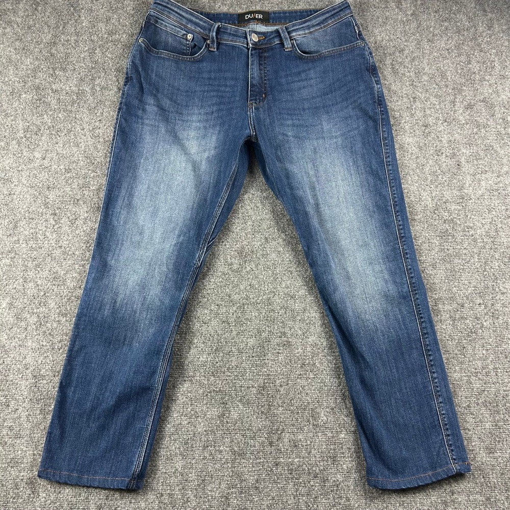 DU/ER Relaxed Taper Jeans Mens 34x32 Blue L2X Technical Denim Performance Pants
